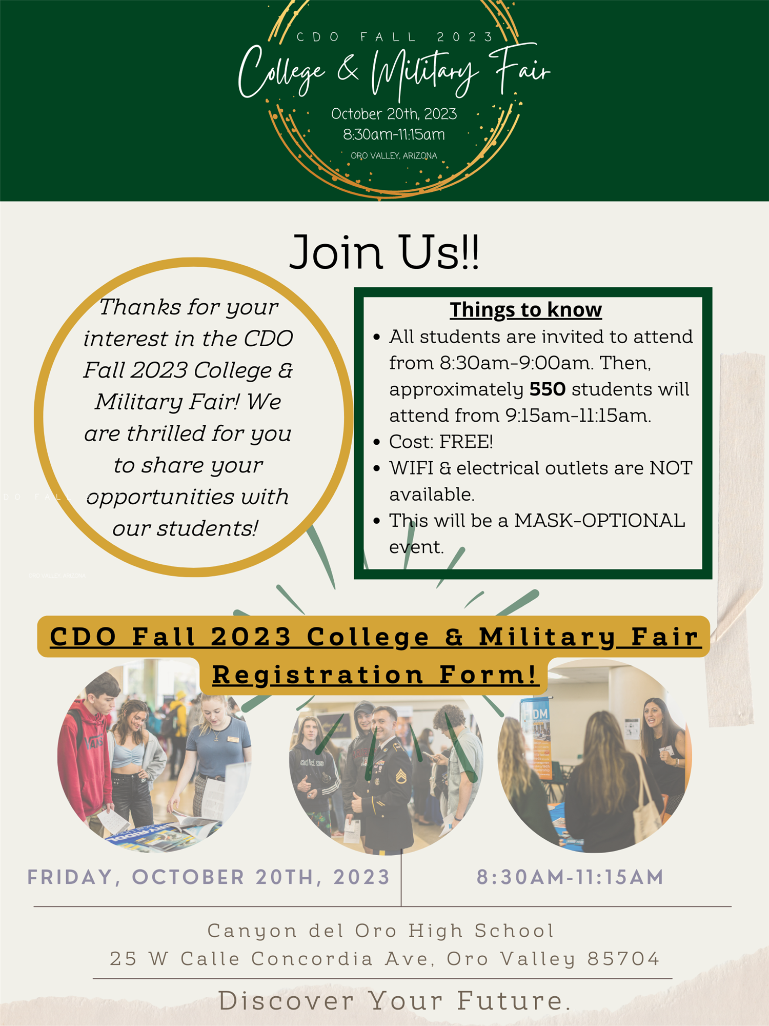  CDO Fall 2023 College & Military Fair Registration Form